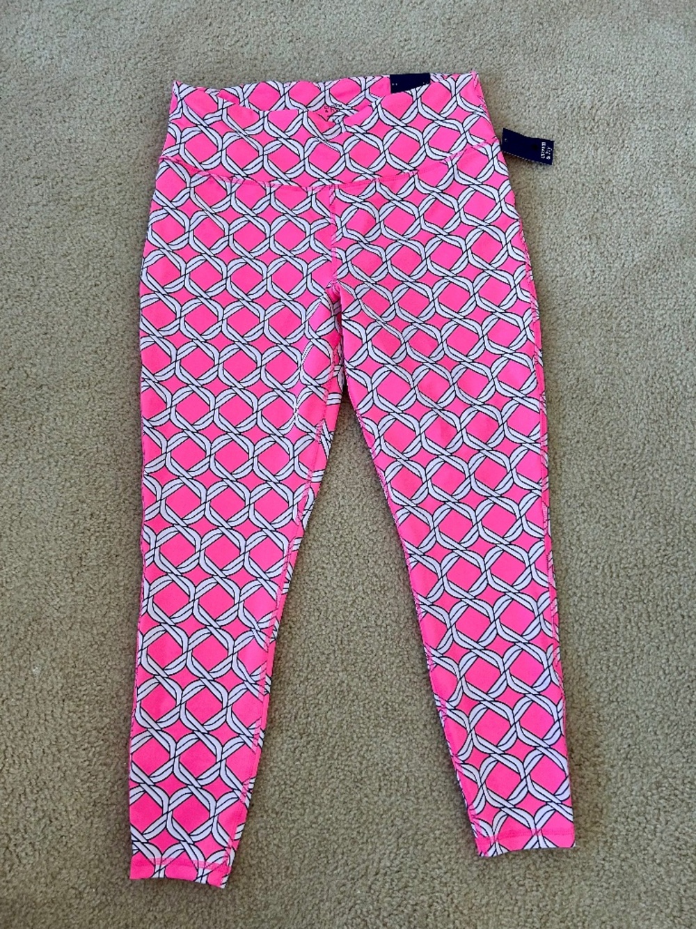 Crown & Ivy NEW Sport Leggings in Garden Link Sz Large Pink & White